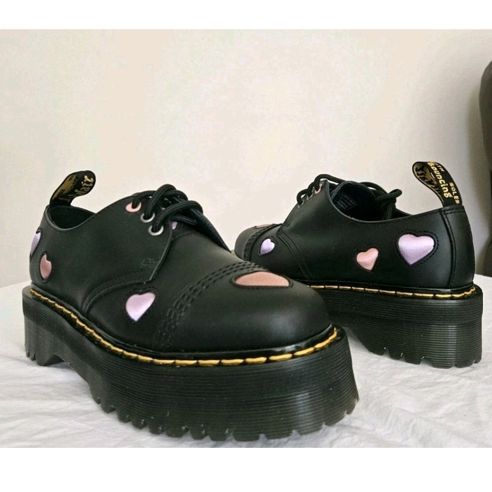 Dr. Martens Black Ankle Boots with Heart Accents - Picture 3 of 8